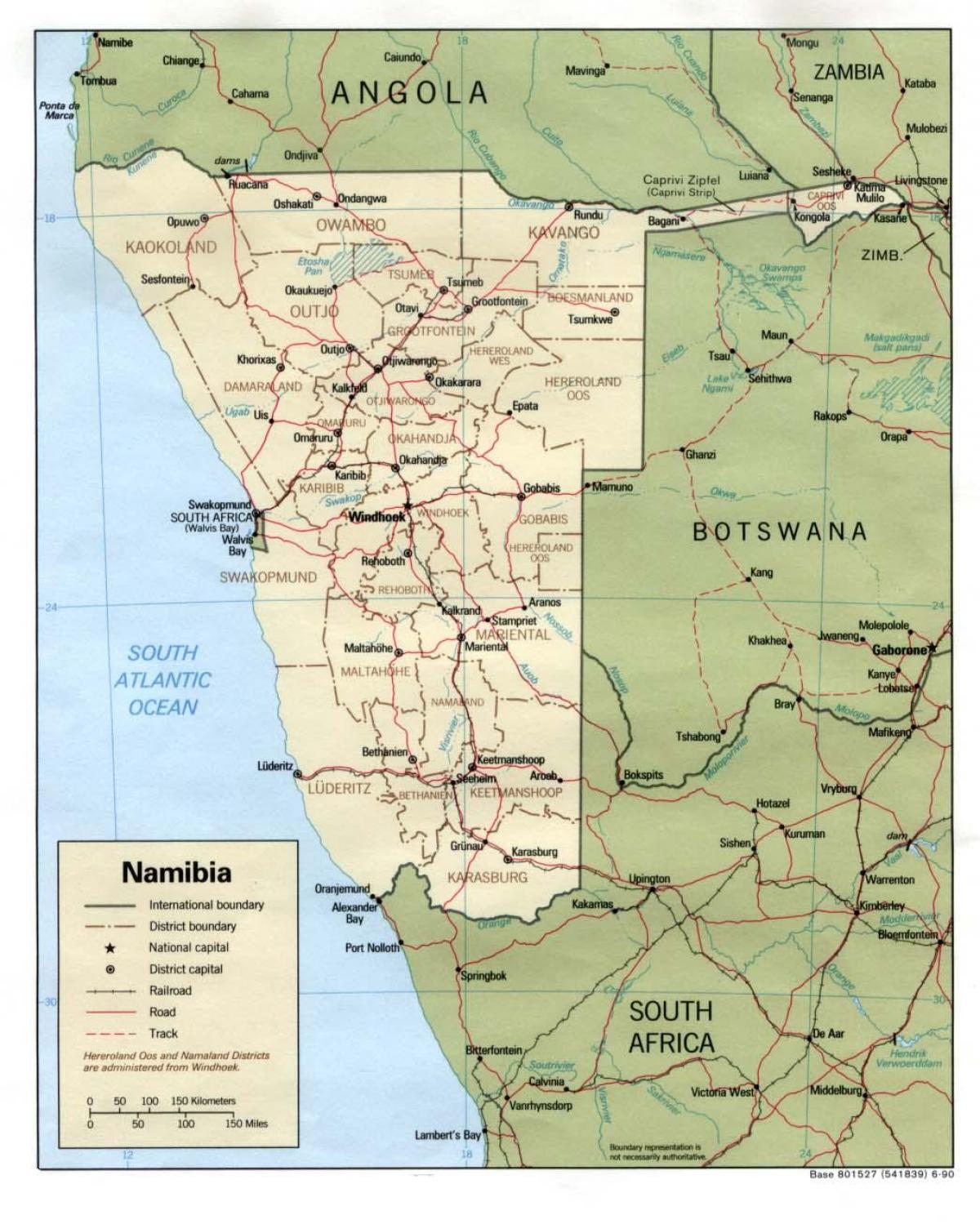 падрабязная карта Намібіі